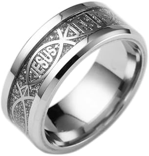 Jude Jewelers 8mm Stainless Steel Jesus Fish Style Christian Religious Wedding Band Ring