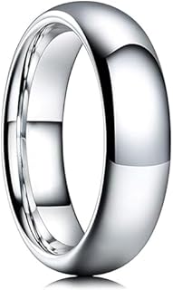 Titanium Rings 4mm Wedding Band High Polished Domed Stainless Steel Ring for Men Women Size 6-10 White Tungsten Rings Size 6-10