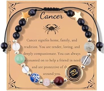 Men & Women's Zodiac Sign Wrap Bracelet: Cord Chain, Bead Chain with 12 Constellation Healing Crystal and Stone Beads - A Unique and Meaningful Gift
