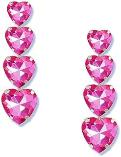 Women's Crystal Heart Dangle Earrings with Fast-Retreat Closure and Stylish Rhinestone Quartzite Gems - Perfect Gift for Love Celebrations