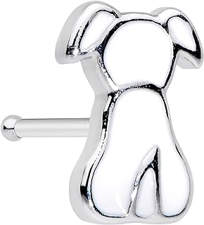 Clasp-less Stainless Steel Dog Nose 20G Nose Ring for Women with Cute Design – No Gemstone