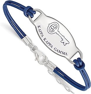 Sterling Silver Kappa Kappa Gamma Enameled Leather Bracelet