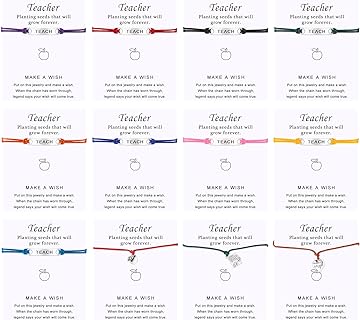 Rose Heart Christmas Bead Bracelets with Rope Chain and Buckle Clasp for Teachers - Pack of 12