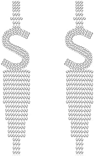 Ronglry Women's Rhinestone Initial Drop Earrings with Sterling Silver - Lightweight Sterling Silver Dangle Earrings with Clear Crystals