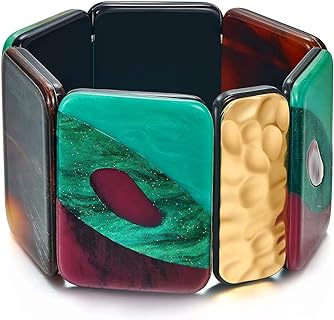 Acrylic Bangle Bracelet for Women Bohemian Colorful Acrylic Bracelet Blue Cocktail Party Bangle Bracelet Multicolor Statement Bracelet Costume Jewelry for Women