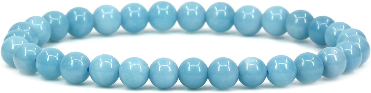 Semi Precious Crystal 6mm Round Beads Rock Yoga Stretch Bracelet 7 Inch Unisex Unisex