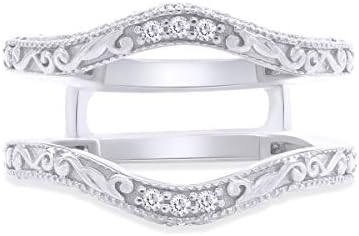 Filigree Engagement Ring Guard with Cubic Zirconia for Women, Vintage Design in Rose Gold-Plated Sterling Silver, Perfect Mother's Day Gift