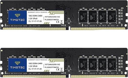 Memoria RAM para Computadora de Escritorio Timetec 32GB DDR4 2400MHz, Kit 2x16GB, 1.2V con CL17, Ideal para Mejorar el Rendimiento y Velocidad en Equipos de Alta Demanda