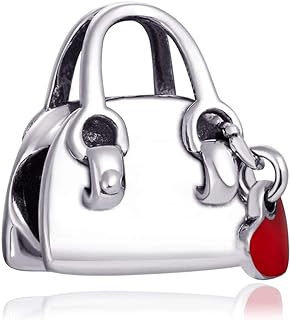 Women Shopping Handbag Charm Women Bag Charms S925 Sterling Silver Red Hearts Charms fit for pandora Style Bracelets