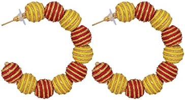 Crunchy Fashion Bollywood Style Bohemian/Boho Statement Handmade summer/Beach Multicolor Beaded Balls Hoop Earrings for Women & Girls