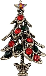 Vintage Crystal Christmas Tree Brooch Pin by XGALBLA with Rhinestone Detailing for Women and Girls