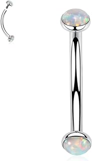 Women's GAGABODY G23 Titanium Belly Button Rings with Opal Accents, Curved Internally Threaded Barbell Design for Navel Piercings