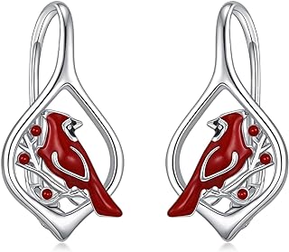 POPLYKE 925 Sterling Silver Cardinal Charm Bracelet for Women with Cute Frog and Tree of Life Dangle Design and Leverback Findings