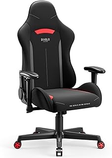Diablo X-Starter Gaming Stuhl Ergonomisch Schwarz mit Verstellbaren Armlehnen, Kippmechanismus, Größe 132 x 68 x 49.5 cm, für Gamer bis zu 136 kg, Ideal für Lange Gaming-Sessions