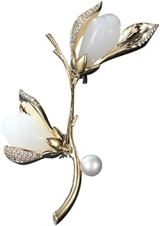 Pin Clasp Magnolia Brooch, 14K Yellow Gold - Distinguished Moissanite Gem Accessory for Stylish Men & Women, Perfect for Fall & Winter Styles, Unique Floral Design