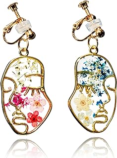 Acrylic Clip on Earrings for Women, Statement Dangle Earrings Cute Clip on Earrings for Girls Comfortable Clip Earrings Non Pierced Jewelry for Birthday Valentine's Day Gift