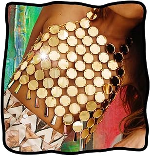 Jeweky Boho Sequins Bra Chain Gold Crop Top Body Chains Backless Beach Nightclub Rave Body Accessories Jewelry for Women and Girls