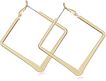 Diamond Shaped Hinged Hoop Earrings with Silver and Cubic Zirconia for Women/Teen Girls - Matte Gold/Matte Silver Dangle Earrings - Trendy, Elegant & Small Noble Design Jewelry Accessory