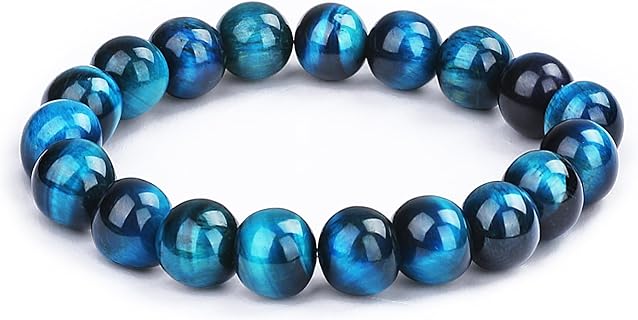 Unisex 10mm Natural Tiger Eye Stone Bead Chain Bracelet - Ideal for Healing, Yoga, Gift for Men and Women