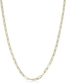 14k Yellow or White Gold 2.5 mm Paperclip Link Chain Necklace for Women (14, 16, 18, 20, 24, 30 or 36 inch)