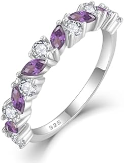 STARCHENIE Stackable Ring for Women | 925 Sterling Silver Baguette Cut Eternity Bands| Birthstone Rings Size 5-10