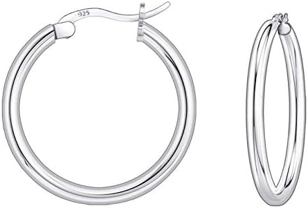 Savlano 925 Sterling silver Round Hoop Earrings for Women, Girls & Men Comes in 10MM-25MM