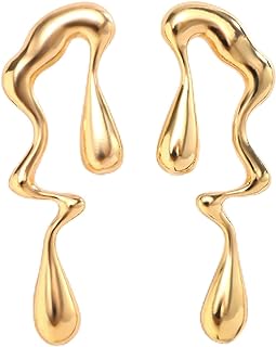XYAYOU Irregular Waterdrop Droplet Melting Liquid Statement Stud Earrings for Women Jewelry Girls