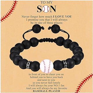 Adjustable Silicone Baseball Bead Bracelet for Teens, Braided and Bead Chain Design, Perfect Sports Enthusiast Gift, Suitable for Boys and Girls aged 6 to 16