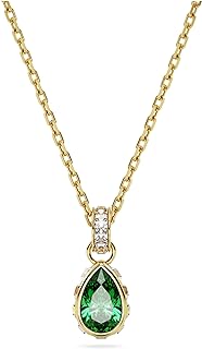 Elegant Swarovski Stilla Pear Pendant Necklace with Mixed Crystal Cuts and Varying Metal Finishes, for Sophisticated Women, Square and Round Crystal Detail Design