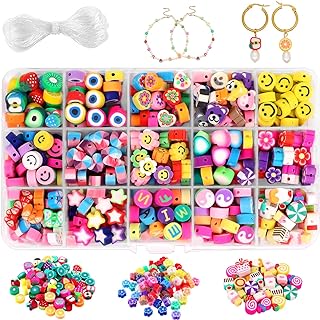 DULEFUN Crystal Material Fruit Design Clay Beads Charms-300pcs For Women and Girls DIY Jewelry with Crystal Elastic String