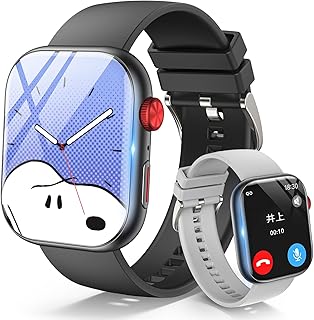 Wanedor ブラック スマートウォッチ、2.01インチ大画面とBluetooth通話機能を搭載し、IP67防水と長持ちバッテリーでスポーツにも最適。
