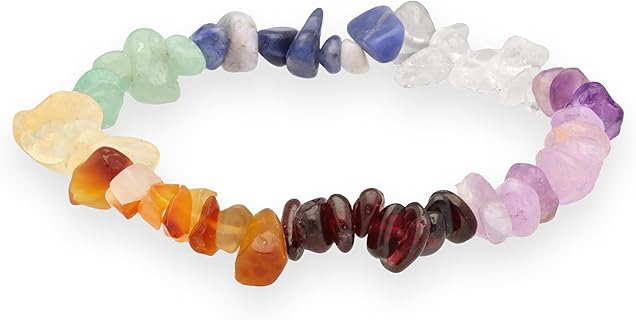 Lebensquelle Plus Chakra Splitterarmband, in 7 Farben, 19 cm Größe, mit Edelsteinkarte. Ideal für Damen und Herren, perfekt für den täglichen Gebrauch