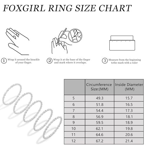 Sterling Silver Rings for Women Girl, Dainty Simple Waterproof Stackable Ring Set Thin Sparkling Finger Ring for Women Non Tarnish Trendy Statement Rings Wedding Bands Silver Jewelry Size 5-10