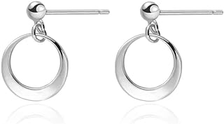 Minimalist Circle Hoop Ball Stud Earrings 925 Sterling Silver Simple Loops Dangle Charm Drop Studs Post Cartilage Statement Earring Dainty Jewelry Gifts for Women Teen Girls BFF