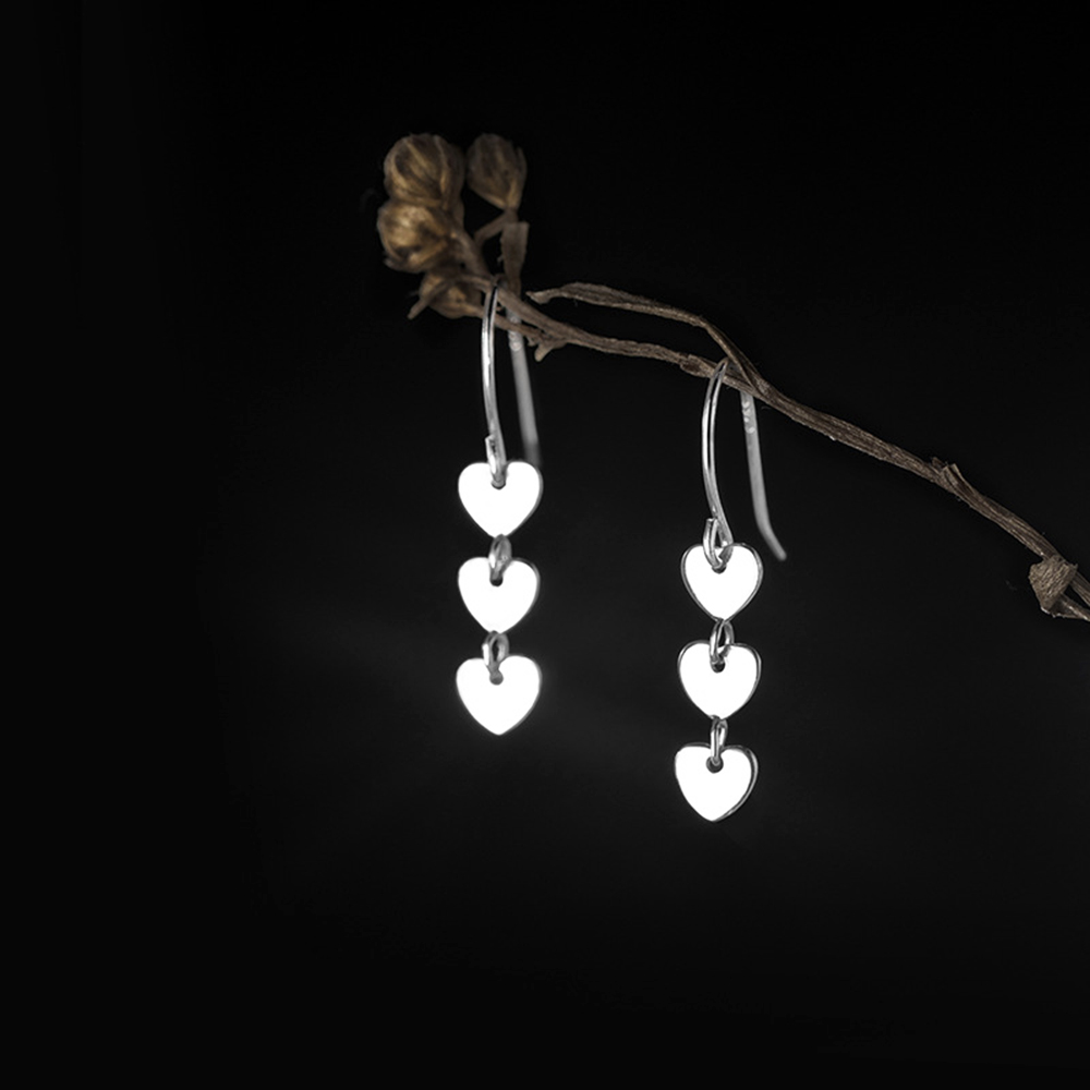 Reffeer Solid 925 Sterling Silver Love Heart Drop Earrings Dangle for Women Girls Small Heart Drop Earrings Hook Studs