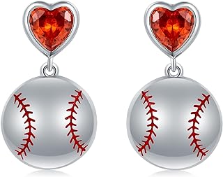 Push-back Sterling Silver Baseball-Volleyball Stud Earrings Designed Exclusively for Women and Teens Girls without Gemstones