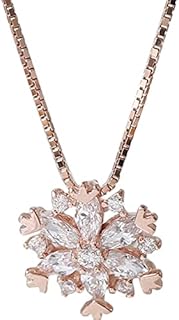 Luxury Crystal Snowflake Necklace with Toggle Clasp and Cable Chain, Zircon Crystal Inlaid Pendant for Women and Girls