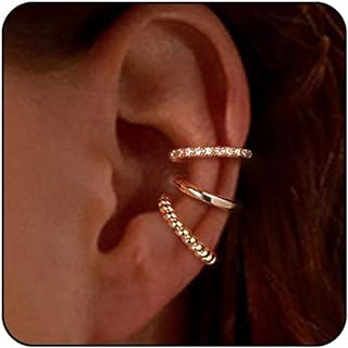 Silver Ear Cuffs for Women Non Piercing Gold Fake Earrings Diamond Ear Cuff Gold Clip On Cartilage Earrings Silver Faux Double Piercing Earrings Chunky Silver Ear Climbers Dainty Minimalist Earrings