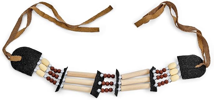 Bling Jewelry Boho South Western American Indian Style Handmade 3 Row Line Bead Natural Wood Hair Pipe Black Brown Leather Tribal Wide Choker Adjustable Necklace For Women Teens