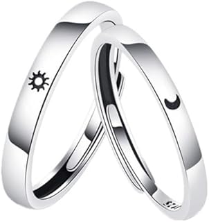Matching Promise Rings for Couples Matching Rings Set Adjustable for Him and Her Engagement Wedding Rings Set of 2 Rings (Style 3)