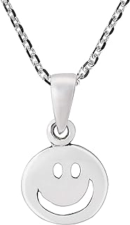 AeraVida Fun And Happy Smiling Face .925 Sterling Silver Pendant Necklace | Smiling Face Necklace | Smiling Jewelry | Sterling Silver Necklace | Happy Face Necklace for Women