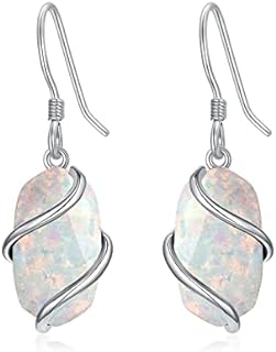 925 Sterling Silver, French Wire Back Finding, Opal Drop Earrings for Women and Girls, Perfect Anniversary, Birthday, Graduation, Mother's Day Gift