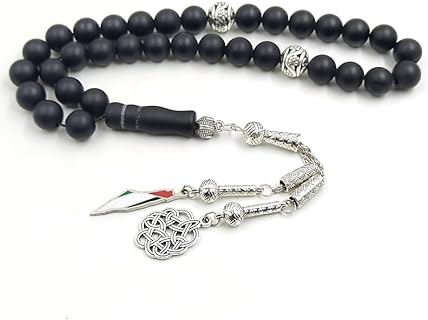 ALBASHAN Palestine bracelet Tasbih Black Matte agate stone muslim prayer beads islamic rosary