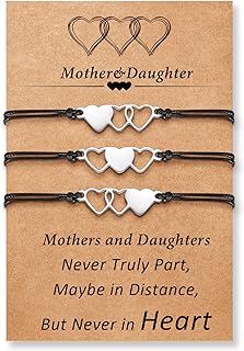 Desimtion Mother Daughter Bracelets Set for 2,3,4,5,6 Mothers Day Gifts for Mom from Daughter Mommy and Me Matching Heart Wish Bracelets
