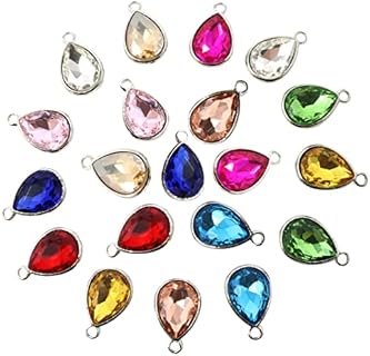 Honbay 20PCS 10x14mm Alloy Glass Crystal Waterdrops Teardrops Charms Pendant for Necklaces, Bracelets, Earrings, Jewelry Making and DIY Crafts
