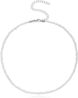 Yalice Boho Choker Necklace Chain Rice Beaded Necklaces Jewelry for Women and Girls