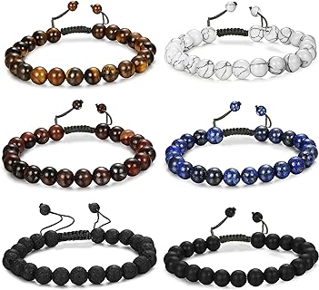No-Clasp Stainless Steel Mala Beads Bracelet Set, Diverse Bead Chain in 6 Colors for Men and Women, Sleek Round Design