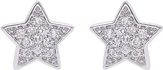 DISENO Diamond Earrings in 10k White Gold Star Shaped Stud Earrings with Natural Diamonds 1/10 Carat (F-G Color, SI1-SI2 Clarity) for Women Mothers Day fine Jewelry Gifts for Mom Wife Birthday