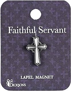 Dicksons JA-3704 Flared Cross Brushed Silver Tone .75 Inch Stainless Steel Magnetic Lapel Brooch Pin