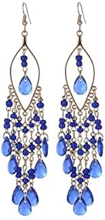 Zinc French Wire Drop Earrings - Essencedelight Crystal Beaded Tassel Dangle Design for Women, Ideal for Weddings or Casual Outings